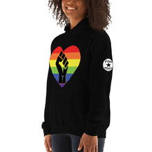 Load image into Gallery viewer, Black fist pride heart Unisex Hoodie
