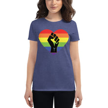 Load image into Gallery viewer, Women&#39;s BLM Fist Pride Heart Women&#39;s short sleeve t-shirt
