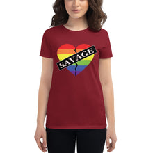 Load image into Gallery viewer, Women&#39;s Savage Broken Heart Rainbow short sleeve t-shirt
