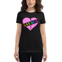 Load image into Gallery viewer, Women&#39;s Broken Heart Savage Pink Rainbow short sleeve t-shirt
