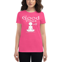 Load image into Gallery viewer, Women&#39;s Good vibes only yoga  WL short sleeve t-shirt
