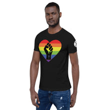 Load image into Gallery viewer, BLM Fist Pride Heart Short-Sleeve Unisex T-Shirt
