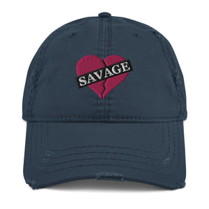 Savage broken heart pink Distressed Dad Hat