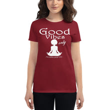 Load image into Gallery viewer, Women&#39;s Good vibes only yoga  WL short sleeve t-shirt
