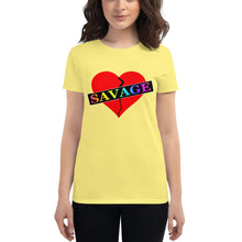 Load image into Gallery viewer, Women&#39;s Savage Broken Heart Red Rainbow short sleeve t-shirt
