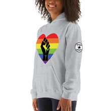 Load image into Gallery viewer, Black fist pride heart Unisex Hoodie
