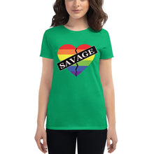 Load image into Gallery viewer, Women&#39;s Savage Broken Heart Rainbow short sleeve t-shirt
