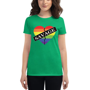 Women's Savage Broken Heart Rainbow short sleeve t-shirt