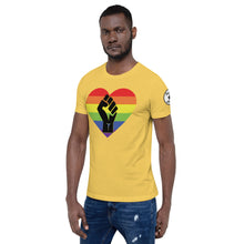 Load image into Gallery viewer, BLM Fist Pride Heart Short-Sleeve Unisex T-Shirt
