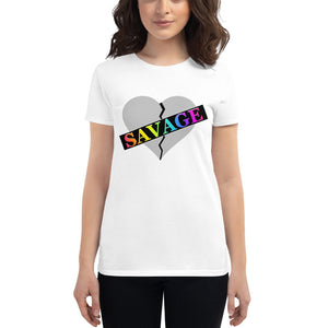 Women's Broken Heart Savage Gray Rainbow short sleeve t-shirt