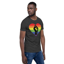 Load image into Gallery viewer, BLM Fist Pride Heart Short-Sleeve Unisex T-Shirt
