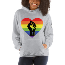 Load image into Gallery viewer, Black fist pride heart Unisex Hoodie
