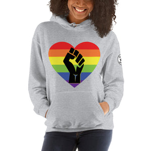 Black fist pride heart Unisex Hoodie