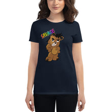 Load image into Gallery viewer, Women&#39;s Savage Logo Bear Rainbow short sleeve t-shirt
