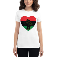 Load image into Gallery viewer, Women&#39;s Black Fist Heart Women&#39;s short sleeve t-shirt
