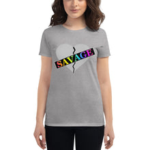 Load image into Gallery viewer, Women&#39;s Broken Heart Savage Gray Rainbow short sleeve t-shirt
