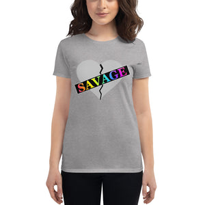 Women's Broken Heart Savage Gray Rainbow short sleeve t-shirt