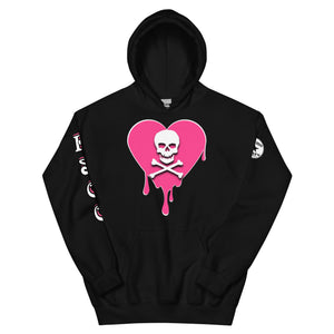 Skull Pink Heart Drips Unisex Hoodie