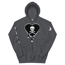Load image into Gallery viewer, Skull Heart Drips BW Unisex Hoodie
