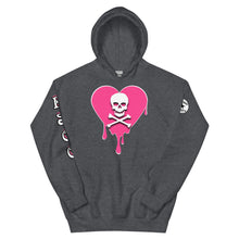 Load image into Gallery viewer, Skull Pink Heart Drips Unisex Hoodie
