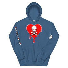 Load image into Gallery viewer, Skull Red Heart Drips Unisex Hoodie
