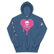 Load image into Gallery viewer, Skull Pink Heart Drips Unisex Hoodie
