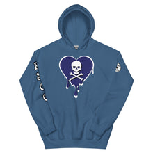 Load image into Gallery viewer, Skull Navy Heart Drips Unisex Hoodie
