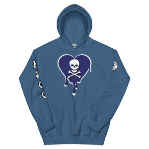 Skull Navy Heart Drips Unisex Hoodie