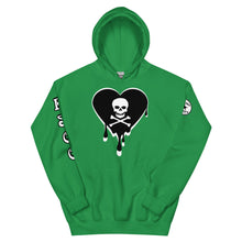 Load image into Gallery viewer, Skull Heart Drips BW Unisex Hoodie
