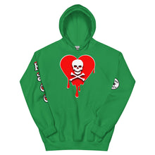 Load image into Gallery viewer, Skull Red Heart Drips Unisex Hoodie
