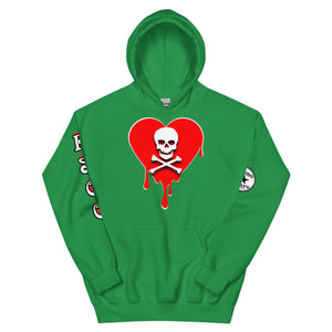 Skull Red Heart Drips Unisex Hoodie