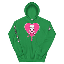 Load image into Gallery viewer, Skull Pink Heart Drips Unisex Hoodie
