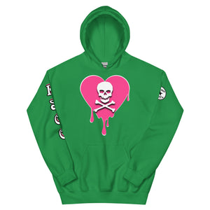 Skull Pink Heart Drips Unisex Hoodie