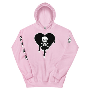 Skull Heart Drips BW Unisex Hoodie