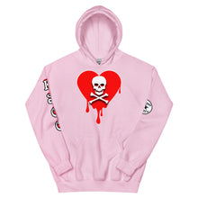 Load image into Gallery viewer, Skull Red Heart Drips Unisex Hoodie
