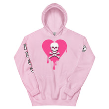 Load image into Gallery viewer, Skull Pink Heart Drips Unisex Hoodie
