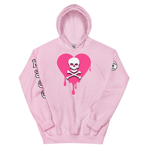 Skull Pink Heart Drips Unisex Hoodie