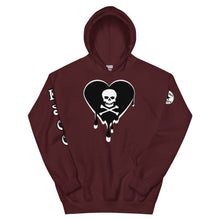 Load image into Gallery viewer, Skull Heart Drips BW Unisex Hoodie

