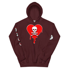 Load image into Gallery viewer, Skull Red Heart Drips Unisex Hoodie
