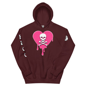 Skull Pink Heart Drips Unisex Hoodie