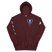 Load image into Gallery viewer, Skull Navy Heart Drips Unisex Hoodie
