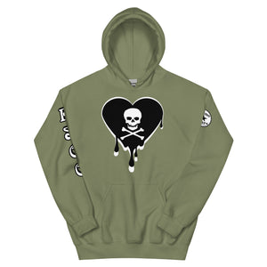 Skull Heart Drips BW Unisex Hoodie