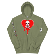 Load image into Gallery viewer, Skull Red Heart Drips Unisex Hoodie
