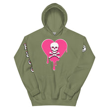 Load image into Gallery viewer, Skull Pink Heart Drips Unisex Hoodie
