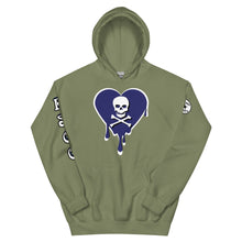 Load image into Gallery viewer, Skull Navy Heart Drips Unisex Hoodie
