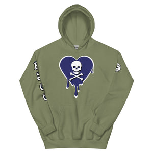Skull Navy Heart Drips Unisex Hoodie