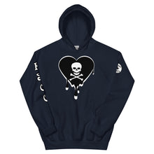 Load image into Gallery viewer, Skull Heart Drips BW Unisex Hoodie
