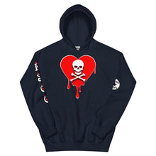 Load image into Gallery viewer, Skull Red Heart Drips Unisex Hoodie
