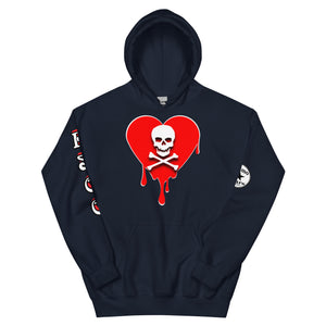 Skull Red Heart Drips Unisex Hoodie