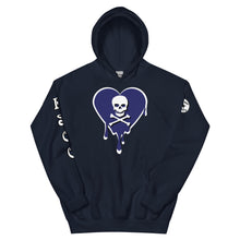 Load image into Gallery viewer, Skull Navy Heart Drips Unisex Hoodie
